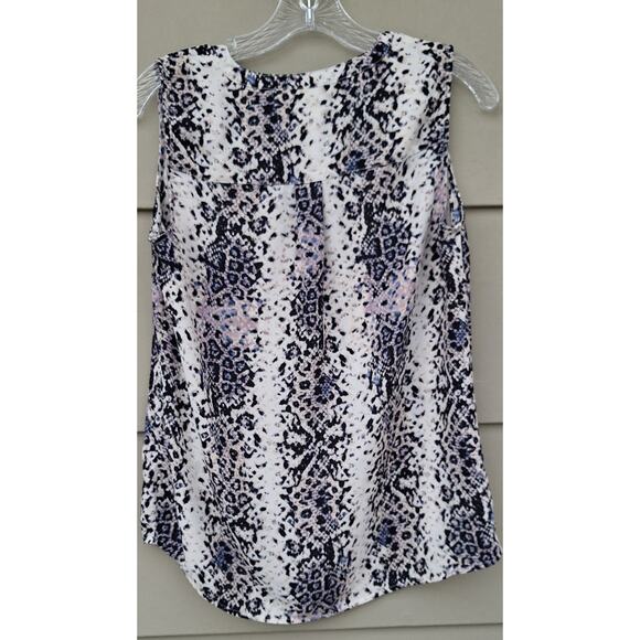 Adrianna Papell Animal Print Snake Tank Top Blouse V neck Black Beige Purple S - Picture 3 of 7